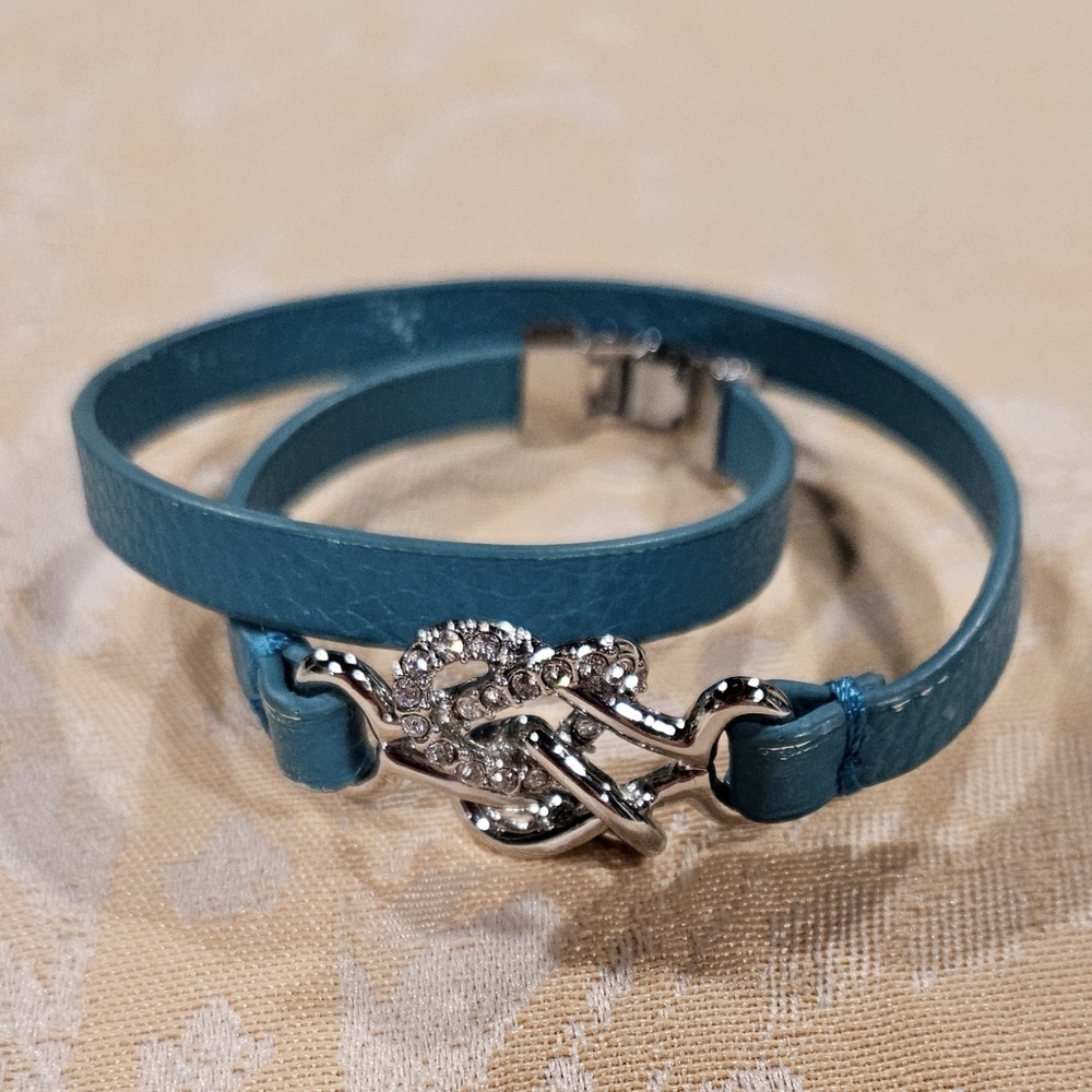 Lia Sophia Turquoise Leather Bracelet with Silver Clasp